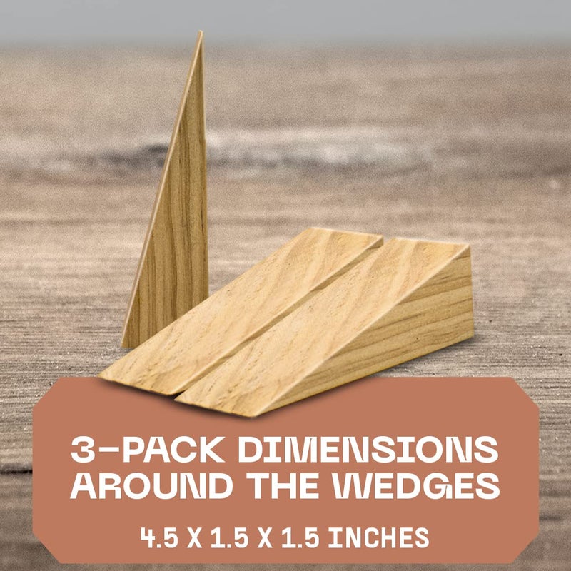 Silginnes Wooden Door Stoppers Handmade Acacia Wood Door Wedge - Wooden Wedge Door Stopper for Bottom of Door Works for All Floor Types - - Image 4